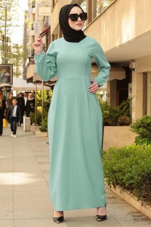Nayla Collection - Mint Tesettür Elbise 78301MINT - 1