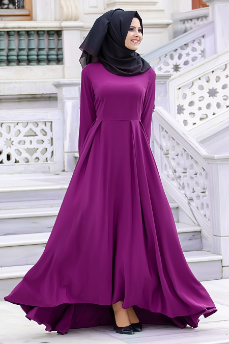 Nayla Collection - Mor Tesettür Elbise 61453MOR