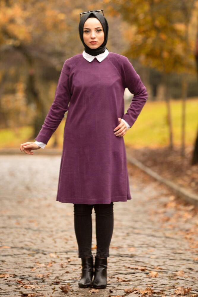 Nayla Collection - Mor Tesettür Triko Tunik 20120MOR - 2