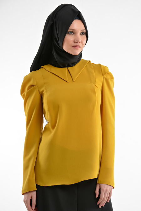 Nayla Collection - Mustard Hijab Blouse 1038HR