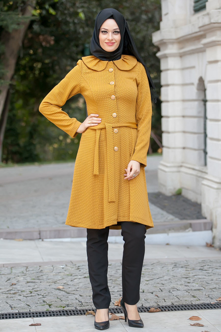 Nayla Collection - Mustard Hijab Coat 5036HR
