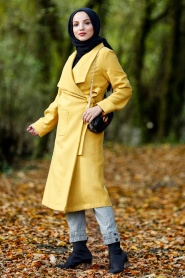 Nayla Collection - Mustard Hijab Coat 5415HR - Thumbnail