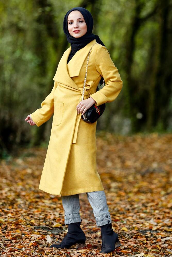 Nayla Collection - Mustard Hijab Coat 5415HR - 1