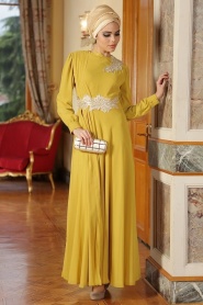 Nayla Collection - Mustard Hijab Dress 7009HR - Thumbnail