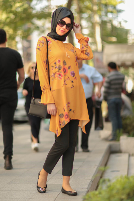 Nayla Collection -Mustard Hijab Tunic 81091HR