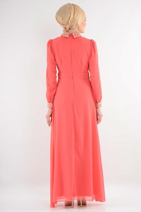 Nayla Collection - Nar Çiçeği Elbise 7026NC - 3
