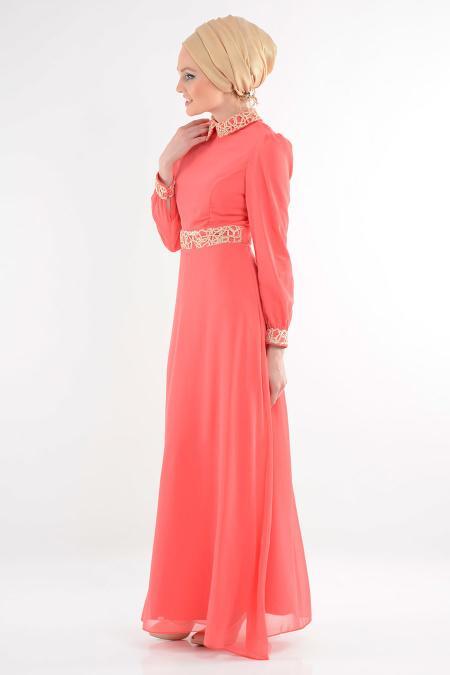 Nayla Collection - Nar Çiçeği Elbise 7026NC - 2