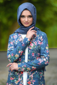 Nayla Collection - Navy Blue Hijab Cardigan 500L - Thumbnail