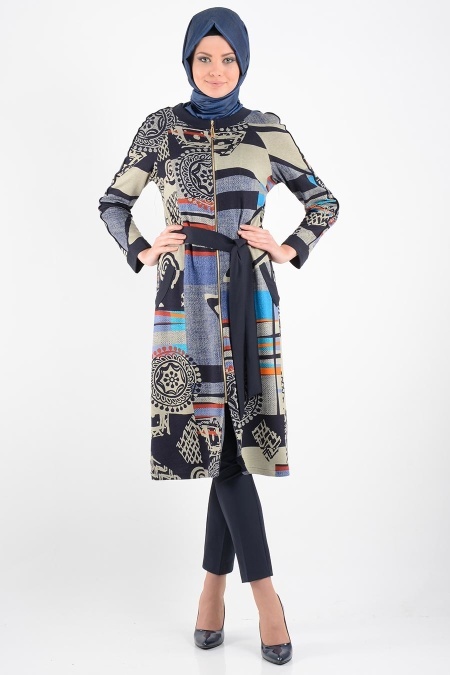 Nayla Collection - Navy Blue Hijab Cardigan 7119L