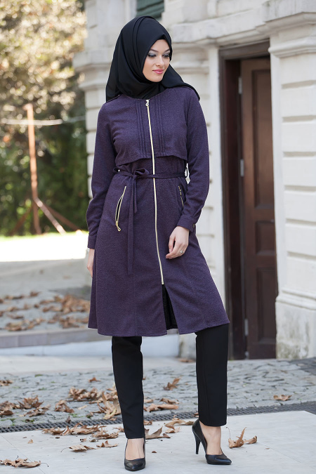 Nayla Collection - Navy Blue Hijab Coat 5170L