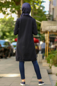 Nayla Collection - Navy Blue Hijab Coat 80200L - Thumbnail