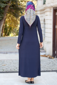Nayla Collection - Navy Blue Hijab Dress 2084L - Thumbnail