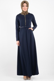 Nayla Collection - Navy Blue Hijab Dress 2299L - Thumbnail
