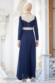 Nayla Collection - Navy Blue Hijab Dress 3016L - Thumbnail