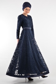 Nayla Collection - Navy Blue Hijab Dress 4012L - Thumbnail