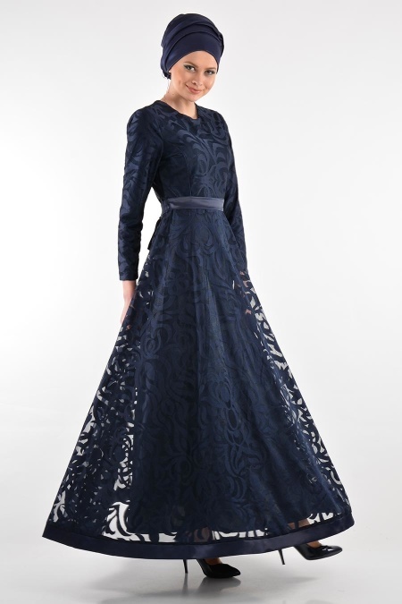 Nayla Collection - Navy Blue Hijab Dress 4012L