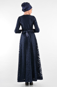 Nayla Collection - Navy Blue Hijab Dress 4012L - Thumbnail