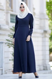 Nayla Collection - Navy Blue Hijab Dress 4014L - Thumbnail
