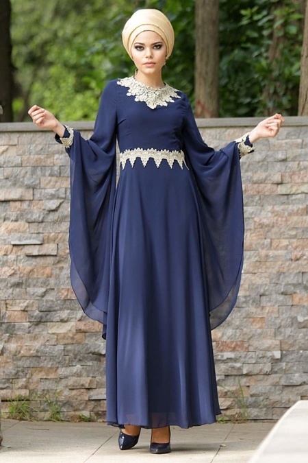 Nayla Collection - Navy Blue Hijab Dress 4039L