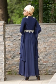 Nayla Collection - Navy Blue Hijab Dress 4039L - Thumbnail