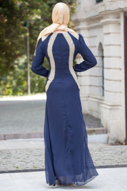 Nayla Collection - Navy Blue Hijab Dress 457L - Thumbnail