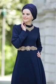 Nayla Collection - Navy Blue Hijab Dress 5206L - Thumbnail