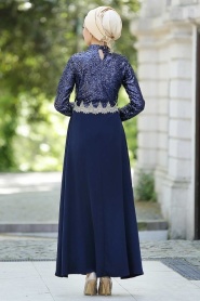 Nayla Collection - Navy Blue Hijab Dress 5269L - Thumbnail