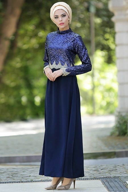 Nayla Collection - Navy Blue Hijab Dress 5269L