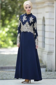 Nayla Collection - Navy Blue Hijab Dress 5275L - Thumbnail