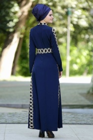 Nayla Collection - Navy Blue Hijab Dress 5278L - Thumbnail