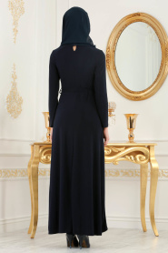 Nayla Collection - Navy Blue Hijab Dress 533L - Thumbnail
