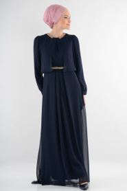 Nayla Collection - Navy Blue Hijab Dress 7006L - Thumbnail