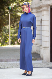 Nayla Collection - Navy Blue Hijab Dress 7084L - Thumbnail