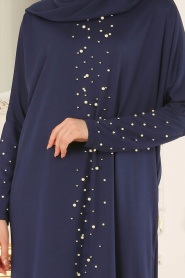Nayla Collection - Navy Blue Hijab Dress 73120L - Thumbnail