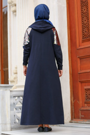 Nayla Collection - Navy Blue Hijab Dress 8019L - Thumbnail