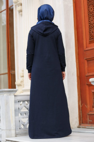 Nayla Collection - Navy Blue Hijab Dress 8065L - Thumbnail