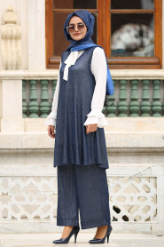 Nayla Collection - Navy Blue Hijab Suit 5598L - Thumbnail