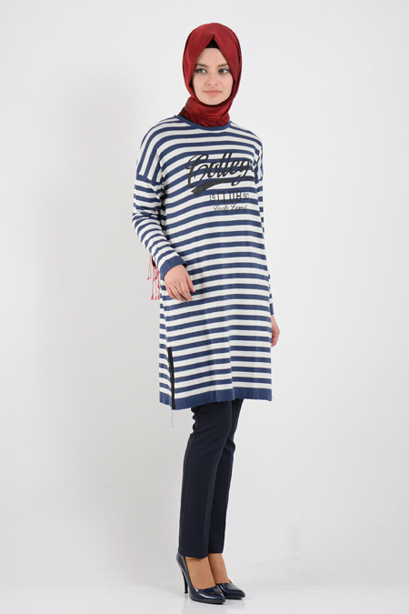 Nayla Collection - Navy Blue Hijab Tunic 3577L