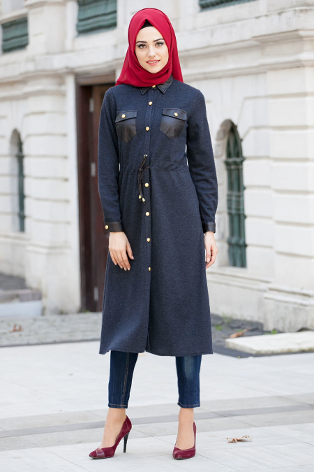 Nayla Collection - Navy Blue Hijab Tunic 5167-01KL