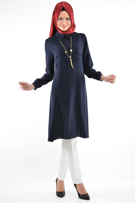 Nayla Collection - Navy Blue Hijab Tunic 5203L