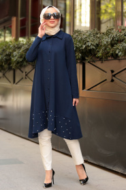 Nayla Collection - Navy Blue Hijab Tunic 5458L - Thumbnail