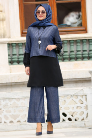 Nayla Collection - Navy Blue Hijab Tunic 5686L - Thumbnail