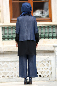 Nayla Collection - Navy Blue Hijab Tunic 5686L - Thumbnail