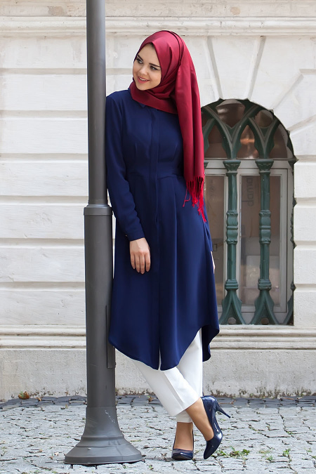Nayla Collection - Navy Blue Hijab Tunic 837L
