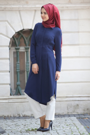 Nayla Collection - Navy Blue Hijab Tunic 837L - Thumbnail