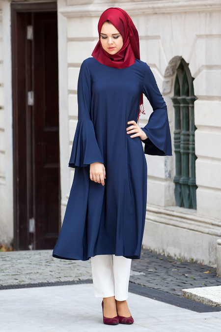 Nayla Collection - Navy Blue Hijab Tunic 838L