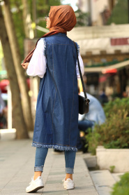 Nayla Collection - Navy Blue Hijab Vest 53660L - Thumbnail