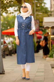 Nayla Collection - Navy Blue Hijab Vest 53890L - Thumbnail