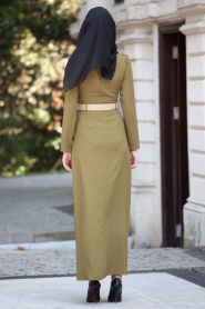 Nayla Collection - Oil Green Hijab Dress 5270YY - Thumbnail