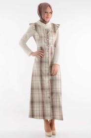 Nayla Collection - Patterned and Buttoned Jillin Dress - Thumbnail